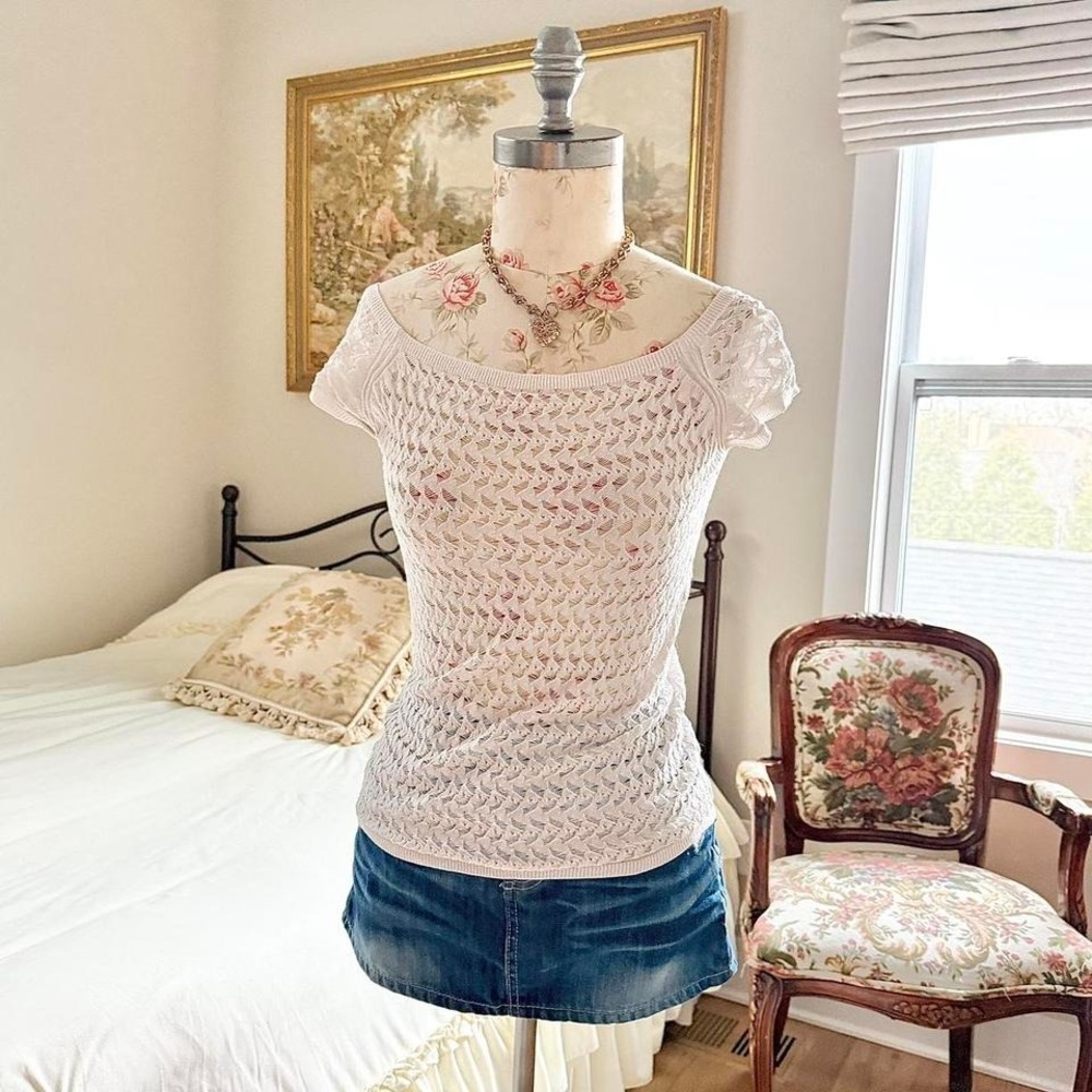 white crochet knit top y2k heart soul white crochet knit top fits like a small